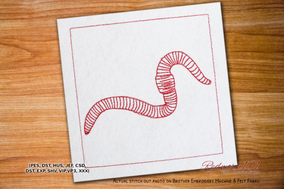 Fishing Red Worm Lineart for Boutique Apparel