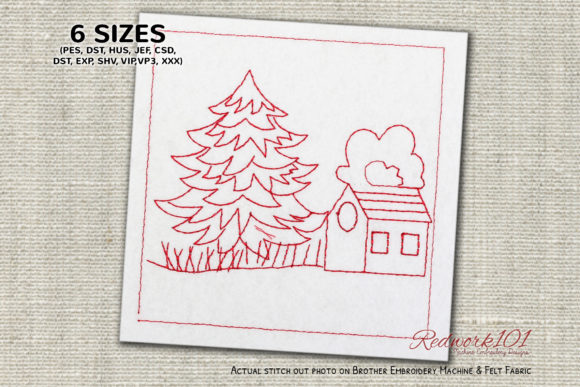 Review: Christmas Tree with House Redwork Design