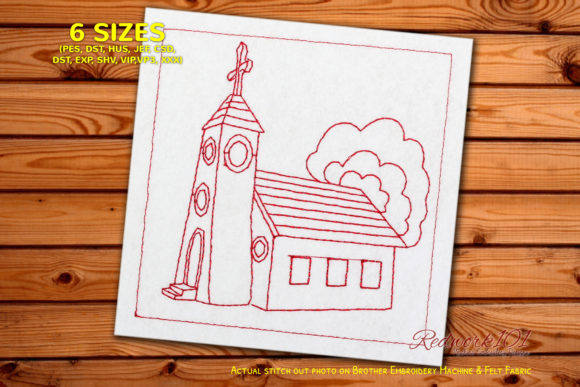 Review: Chuch Building with Trees Redwork Design