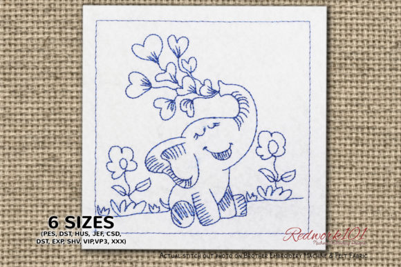 Review: Elephant with Hearts Redwork for Gifts