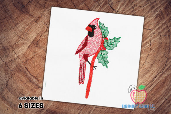 Review: Red Cardinal Bird on Holly Leaf Sketch
