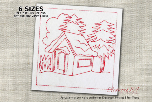 Review: Wooden Christmas House with Tree Redwork