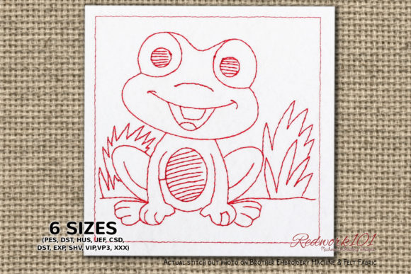 Reviewing Happy Cartoon Frog Redwork for Merch